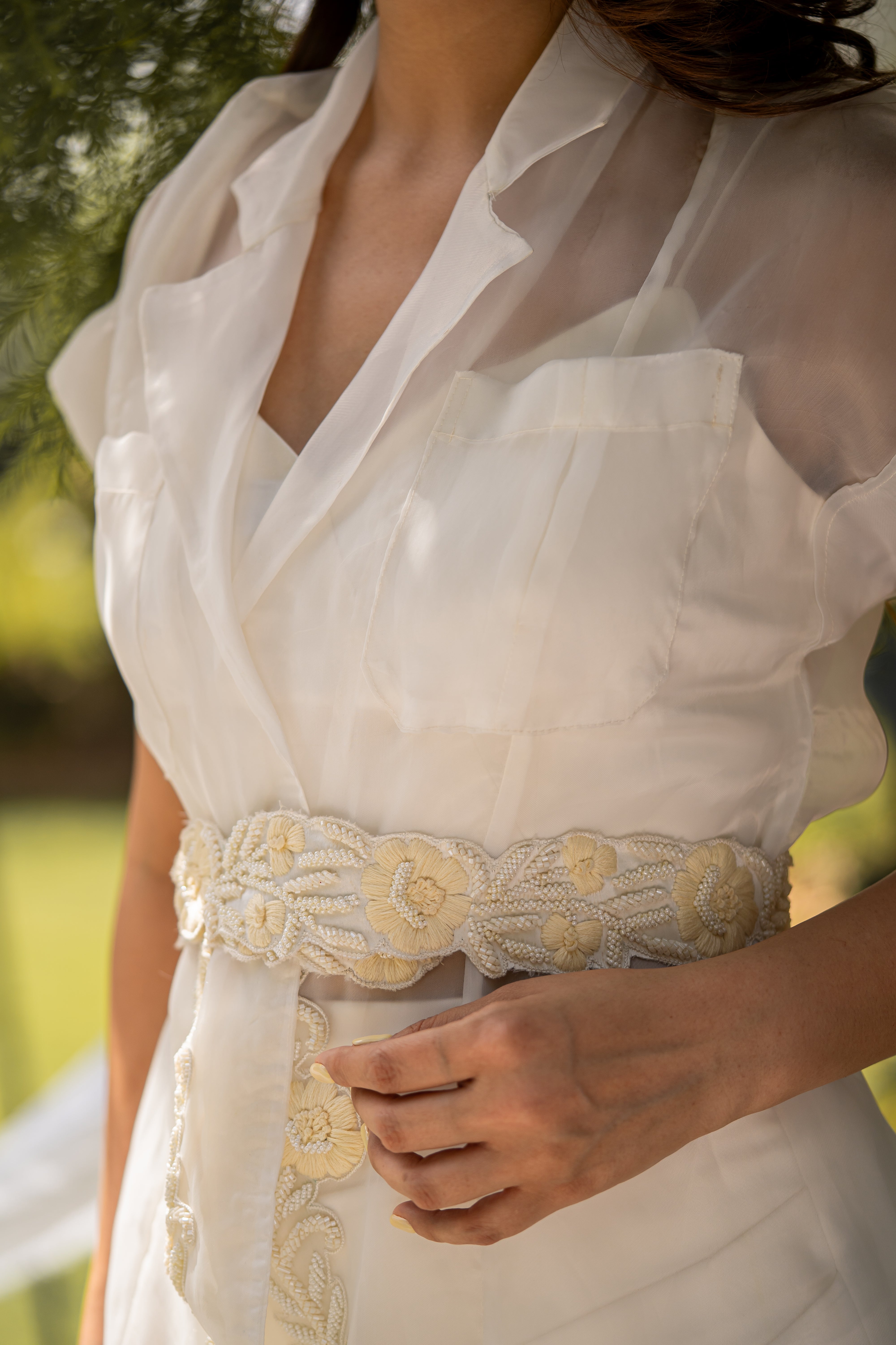 Ivory Organza hand embroidered set